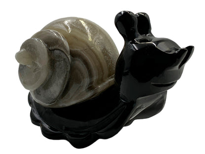 Black Marble Snail W/ Zebra Onyx Shell Model 2