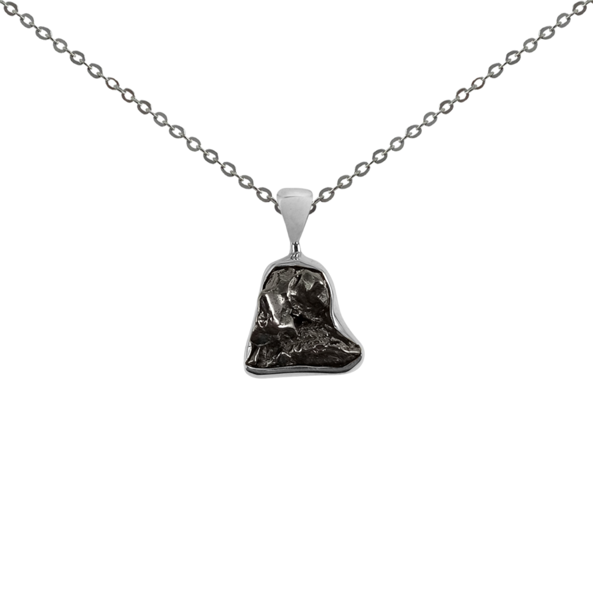 Meteorite beveled pendant necklace with different shapes with chain