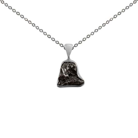 Meteorite beveled pendant necklace with different shapes with chain