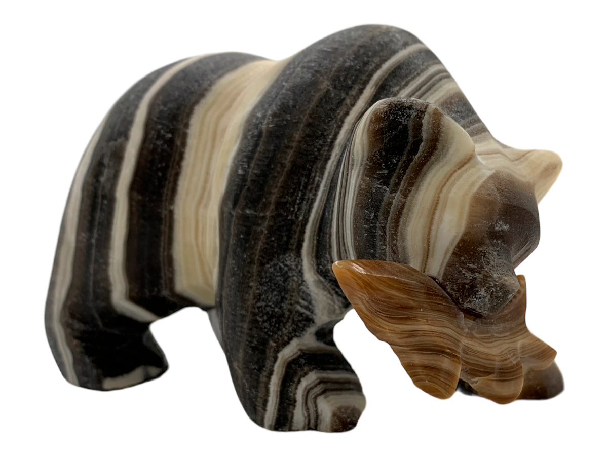 Zebra Onyx Grizzly Bear With FIsh