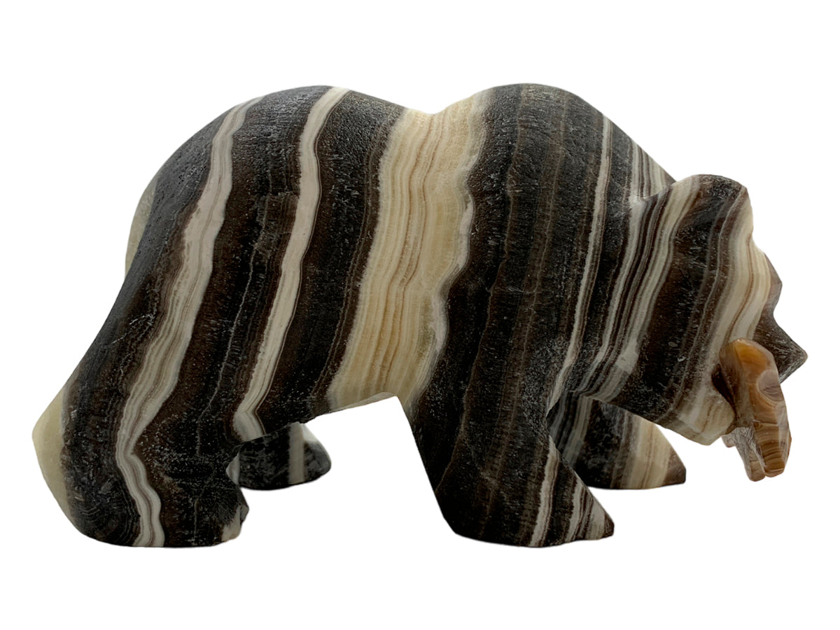 Zebra Onyx Grizzly Bear With FIsh