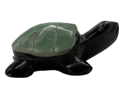 Black Obsidian Turtle with Colored Shell