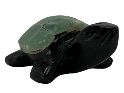 Black Obsidian Turtle with Colored Shell