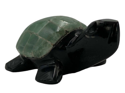 Black Obsidian Turtle with Colored Shell