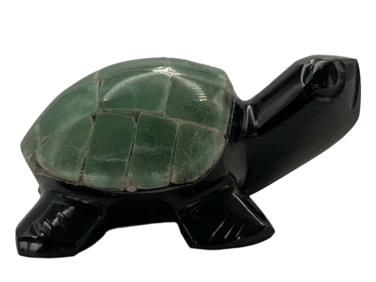 Black Obsidian Turtle with Colored Shell