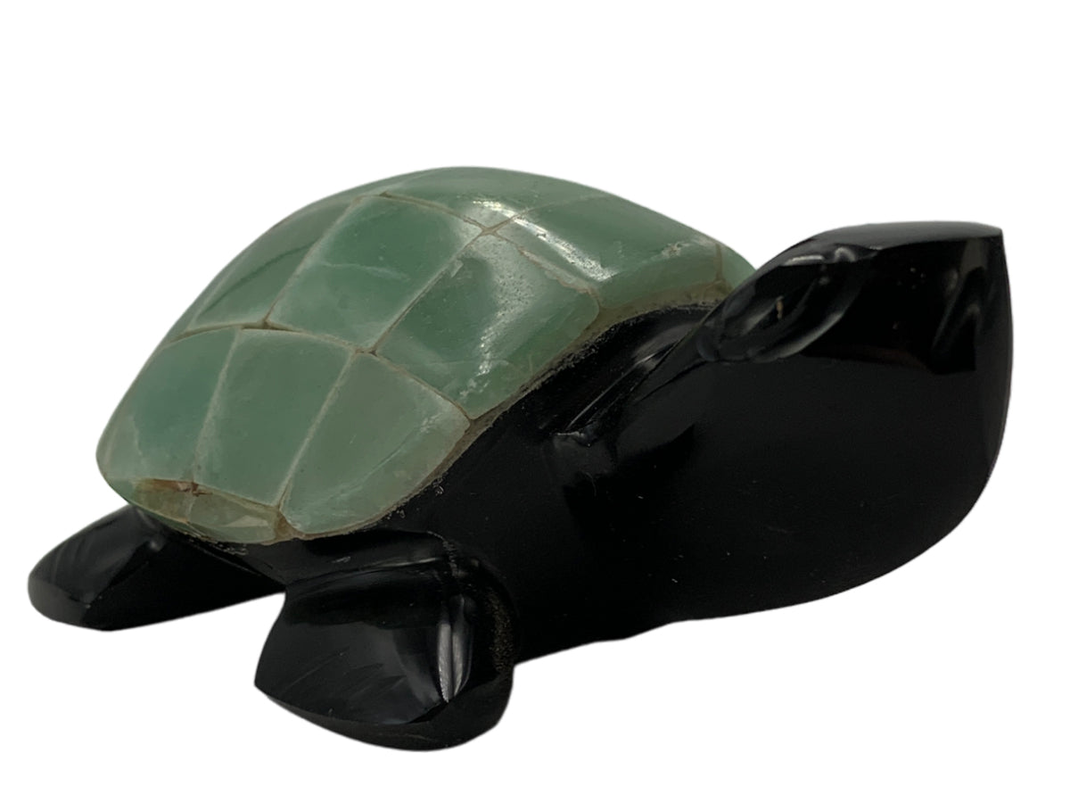 Black Obsidian Turtle with Colored Shell