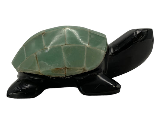 Black Obsidian Turtle with Colored Shell