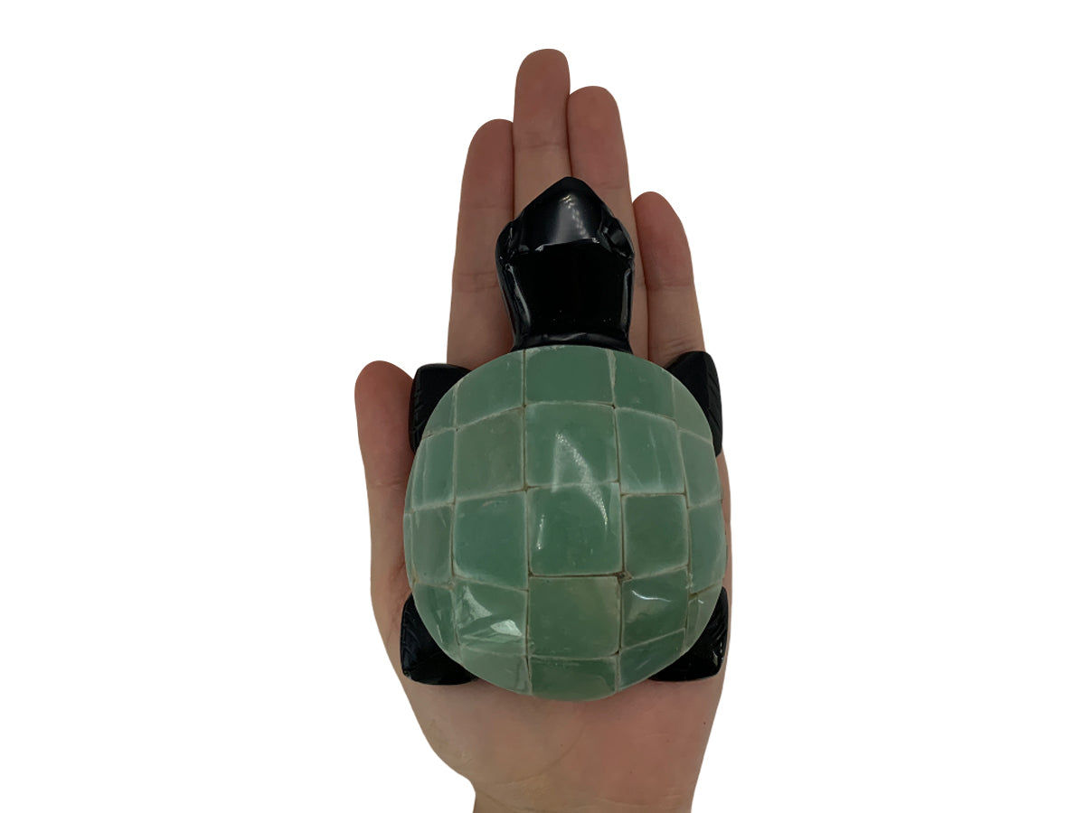 Black Obsidian Turtle with Colored Shell