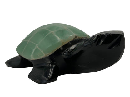 Black Obsidian Turtle with Colored Shell