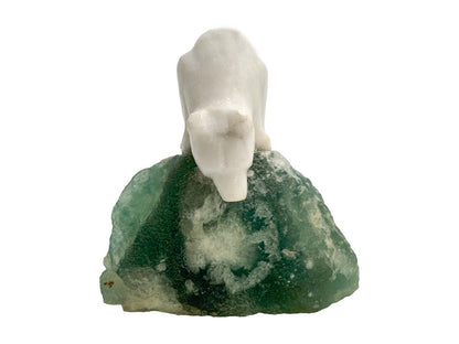 Marble Polar Bear with Fluorite Base