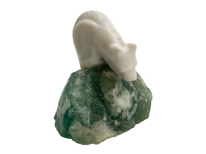 Marble Polar Bear with Fluorite Base