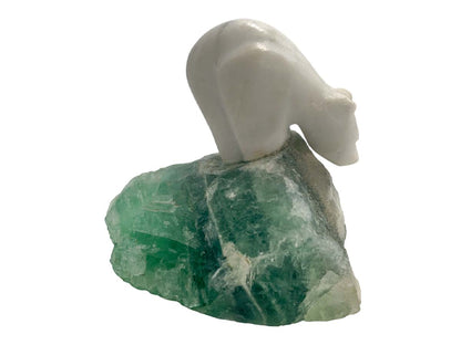 Marble Polar Bear with Fluorite Base