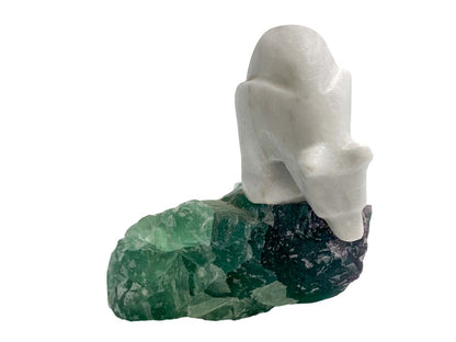 Marble Polar Bear with Fluorite Base