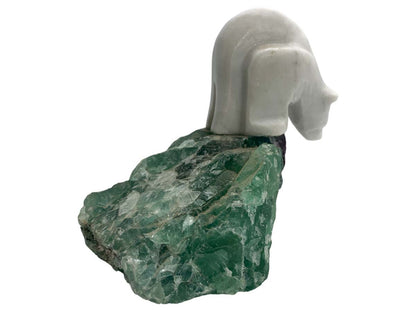 Marble Polar Bear with Fluorite Base