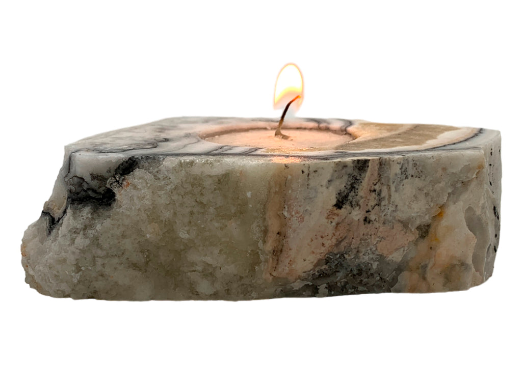 Zebra Calcite Irregular Candle Holder
