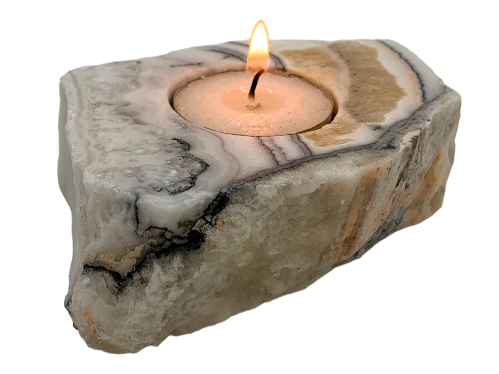 Zebra Calcite Irregular Candle Holder