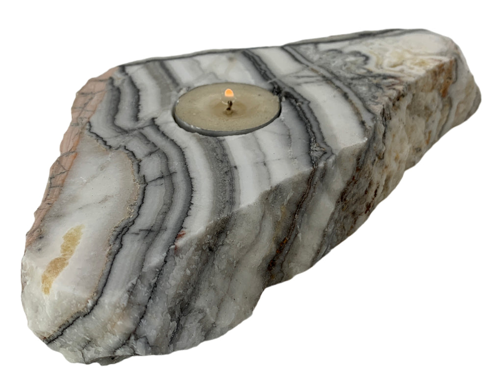 Zebra Calcite Irregular Candle Holder