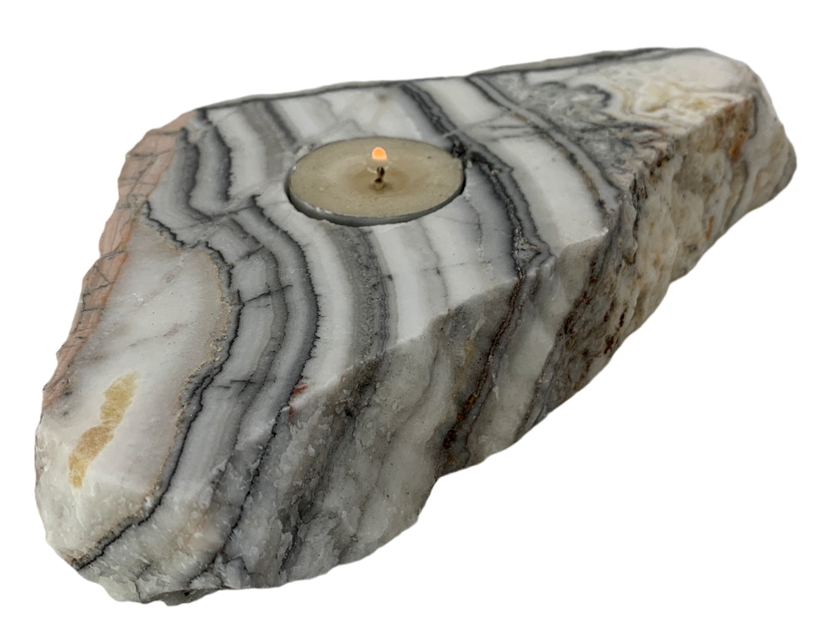 Zebra Calcite Irregular Candle Holder