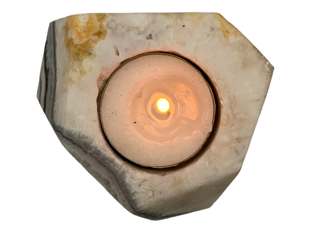 Zebra Calcite Faceted Candle Holder