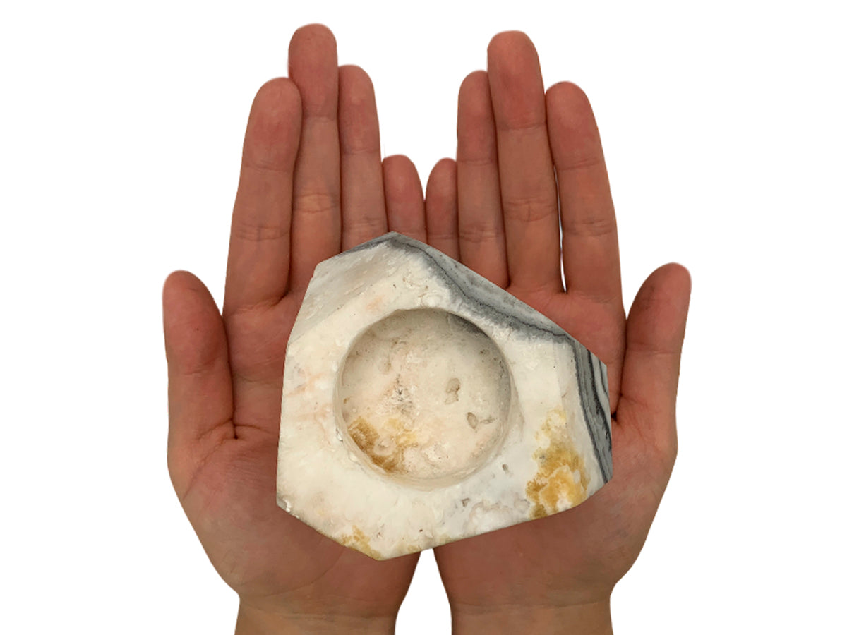 Zebra Calcite Faceted Candle Holder