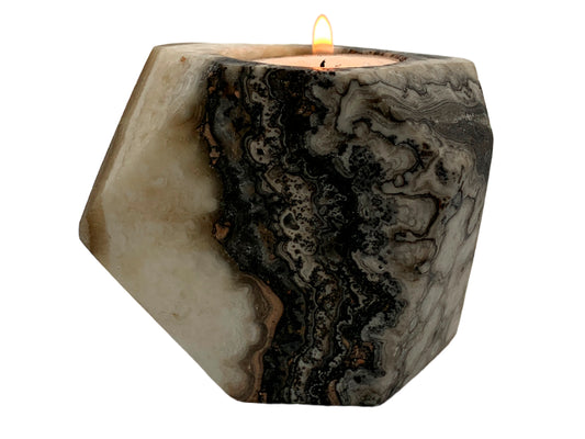 GrayZebra Onyx Faceted Candle Holder