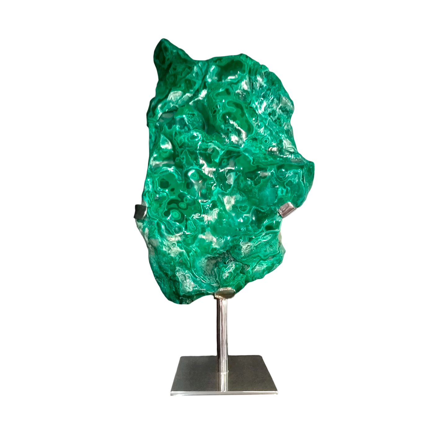 Polished malachite specimen 13x31.5x29 in.