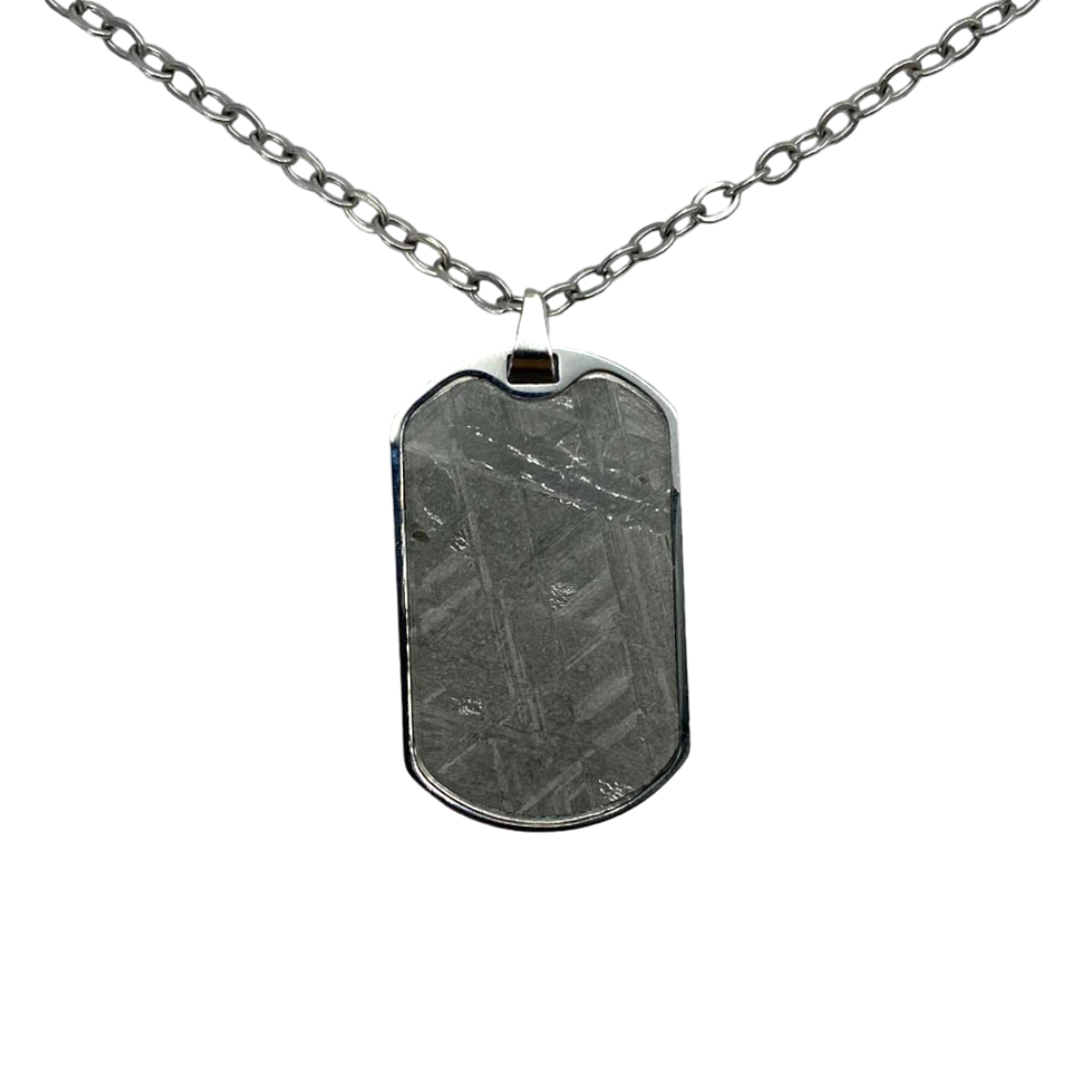 Rectangular Muonionalusta iron meteorite pendant necklace