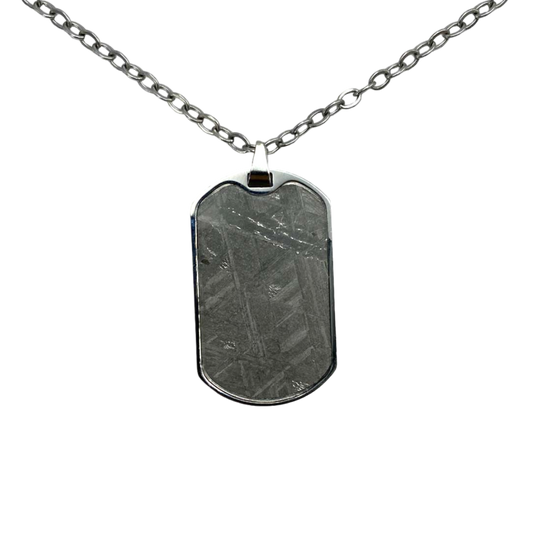 Rectangular Muonionalusta iron meteorite pendant necklace