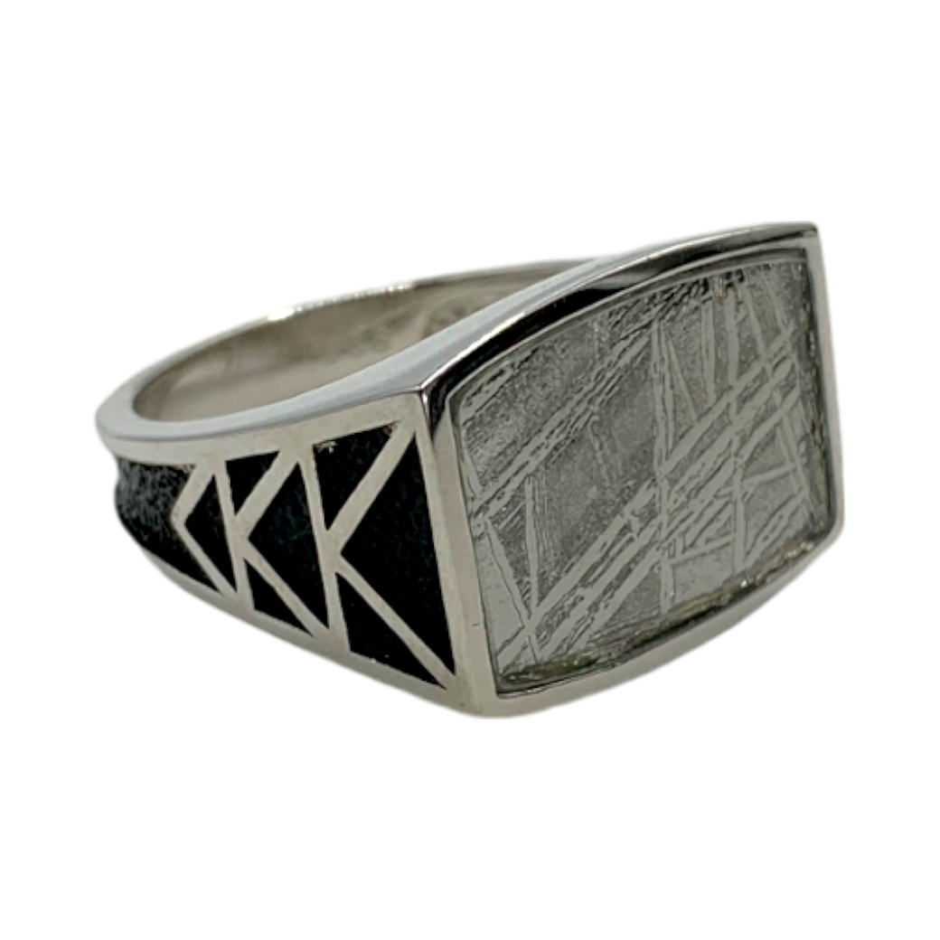 Muonionalusta 925 silver meteorite plate ring