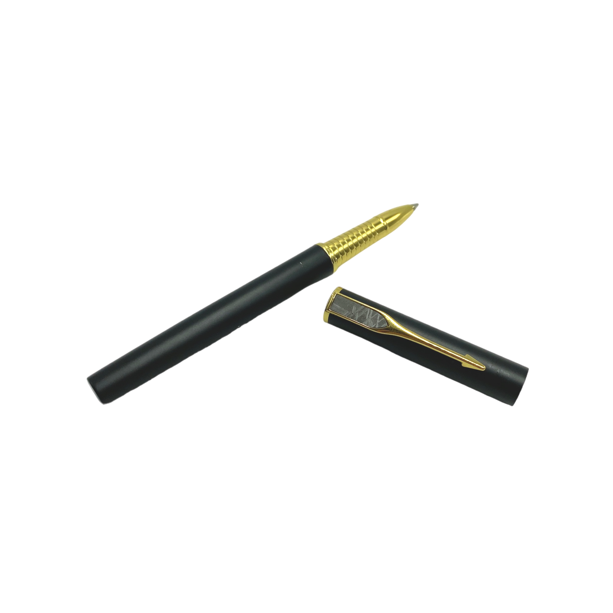 Pen with inlaid Muonionalusta meteorite plate.
