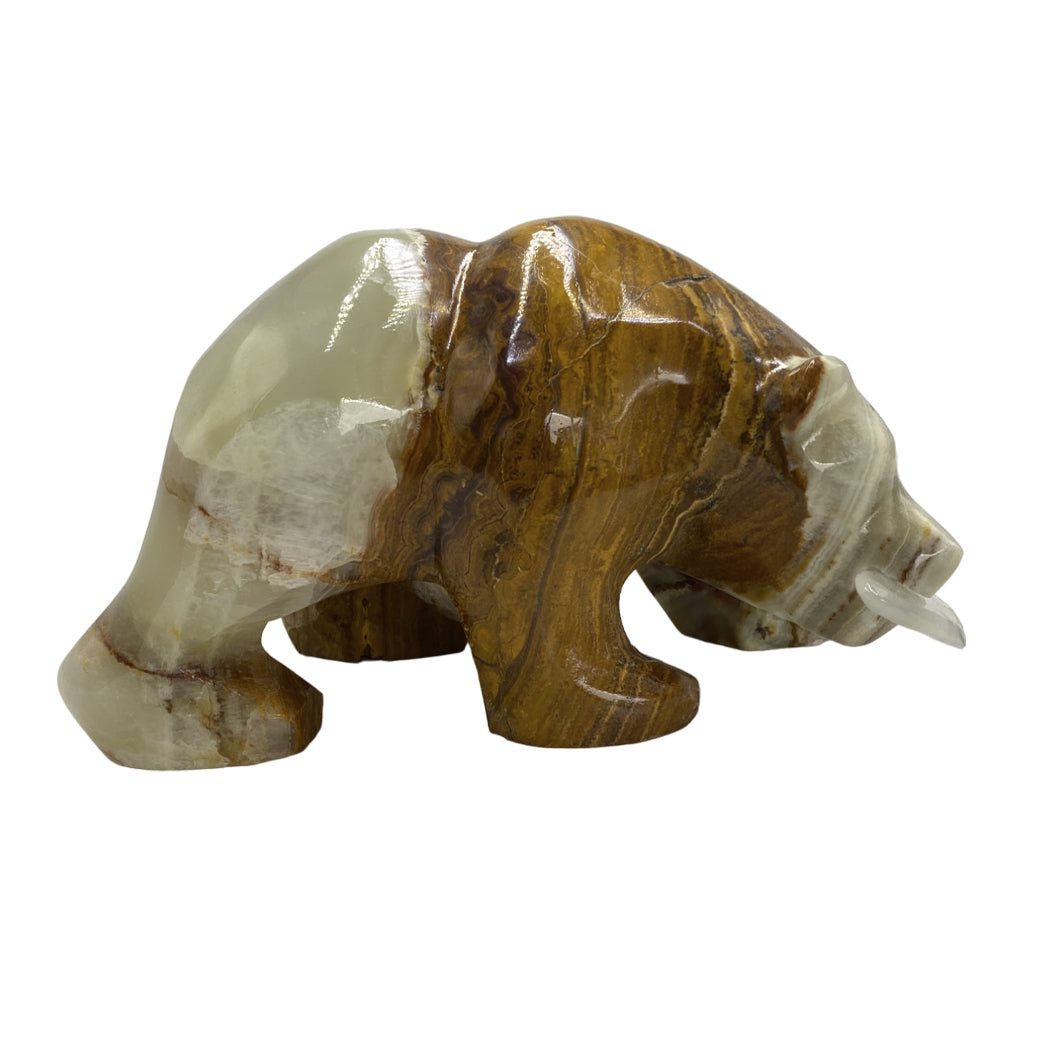 Green Onyx Talan Grizzly Bear w Fish in Mouth