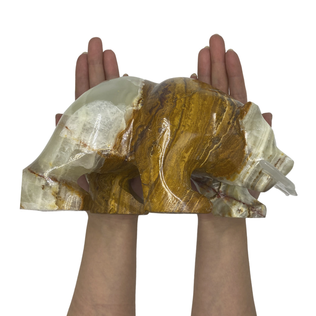 Green Onyx Talan Grizzly Bear w Fish in Mouth