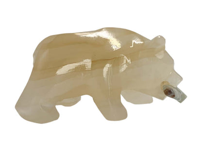 Amber Onyx Grizzly Bear w/ Fish