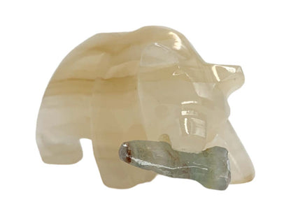 Amber Onyx Grizzly Bear w/ Fish