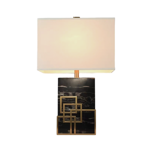 Rectangular Marble Lamp With Metal Base And Lampshade  40X64 Cm