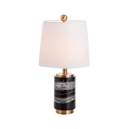 Cylindrical Base Marble Lamp With Metal Support And Shade  26X55 Cm