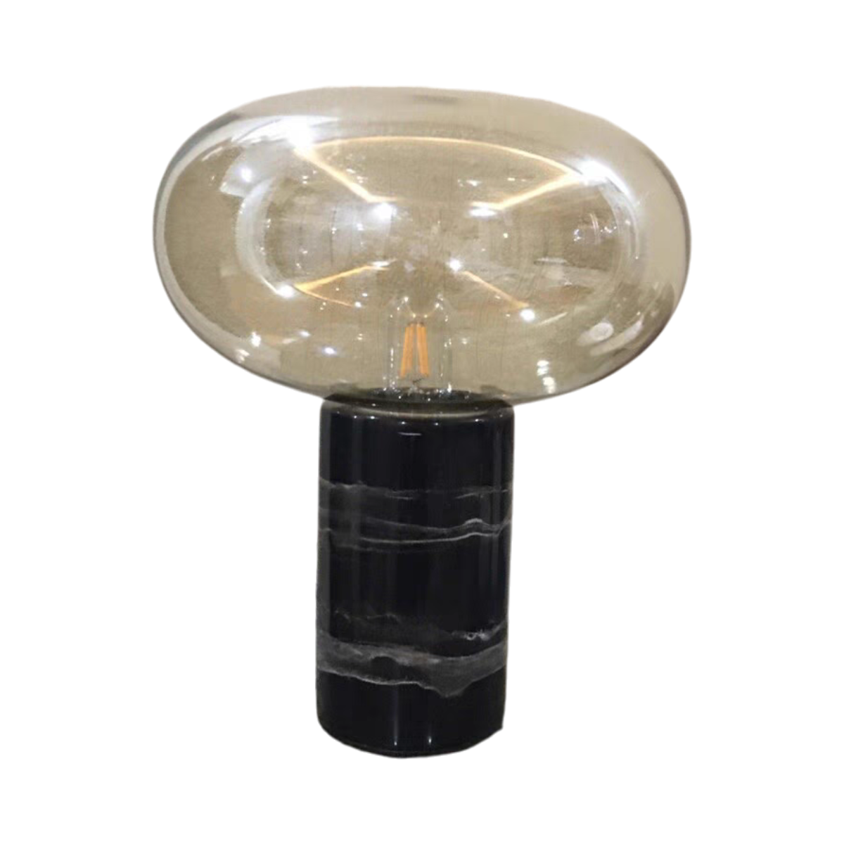 Cylindrical Marble Lamp With Bulb  32X39 Cm