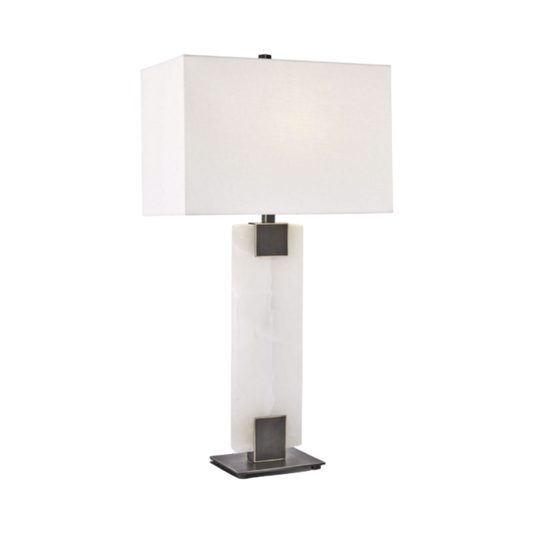Prism Marble Lamp With Metal Base And Support With Shade  35X60 Cm