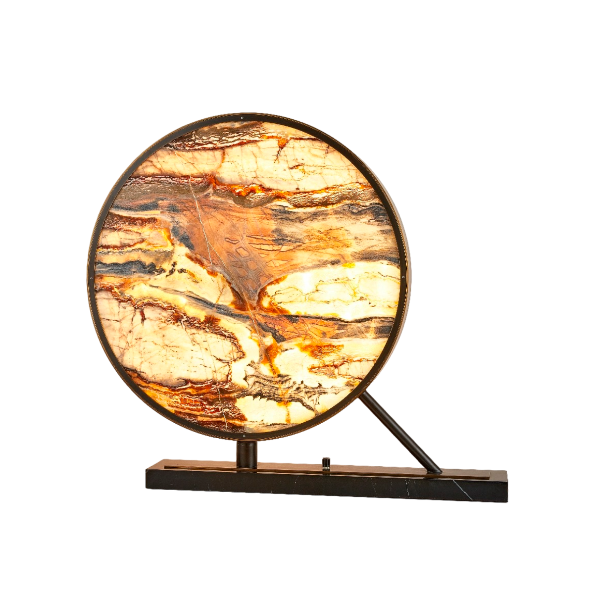 Circular Danburite Lamp With Copper Base And Support  80X69.5 Cm
