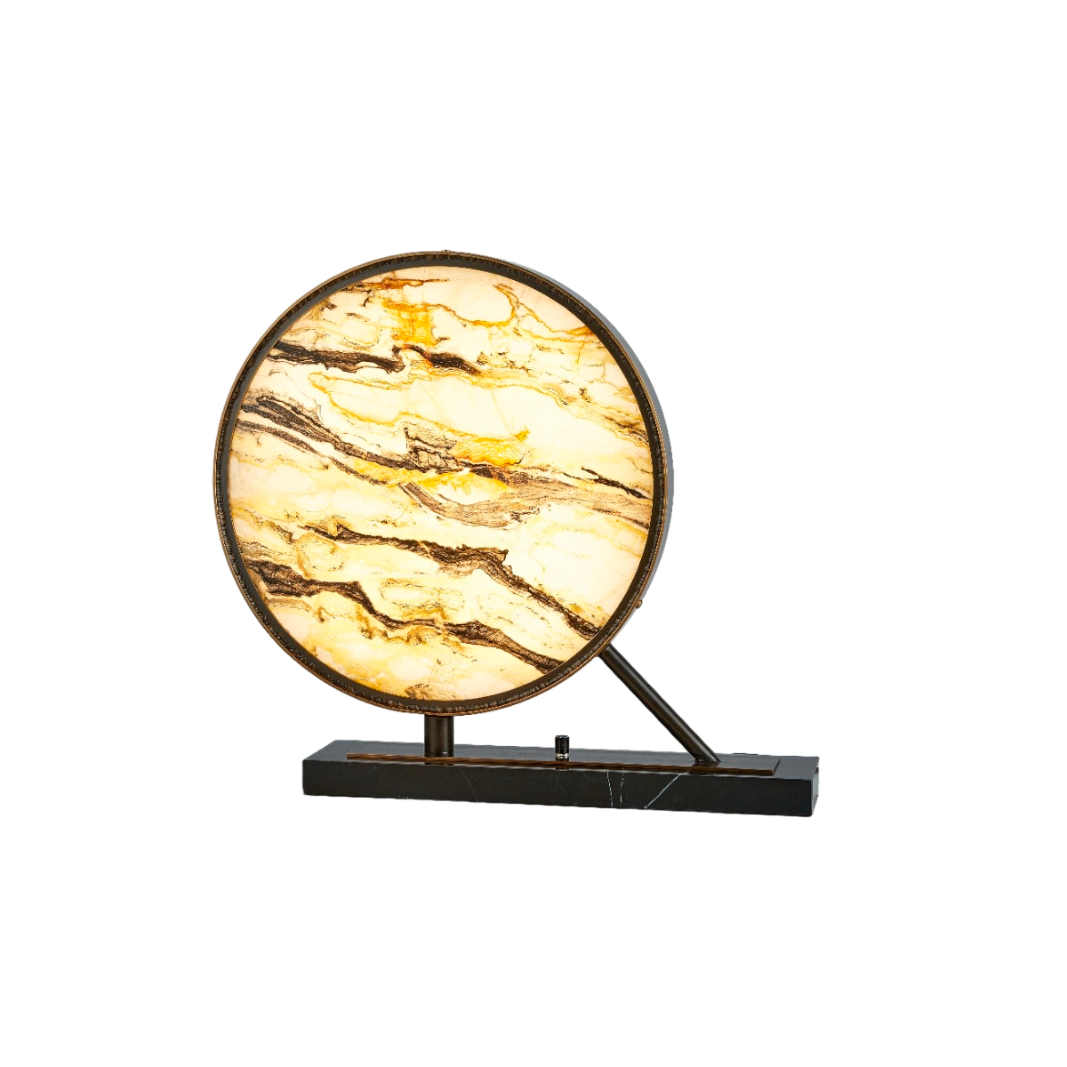 Circular Danburite Lamp With Copper Base And Support  65X54.5 Cm