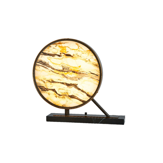 Circular Danburite Lamp With Copper Base And Support  65X54.5 Cm