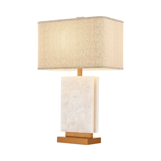 Prism Marble Lamp With Metal Base And Support With Shade 42X69 Cm
