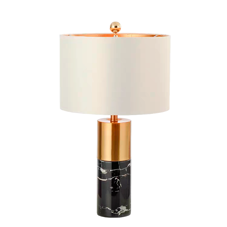 Cylindric Marble Lamp With Metal Support And Shade  38X72 Cm