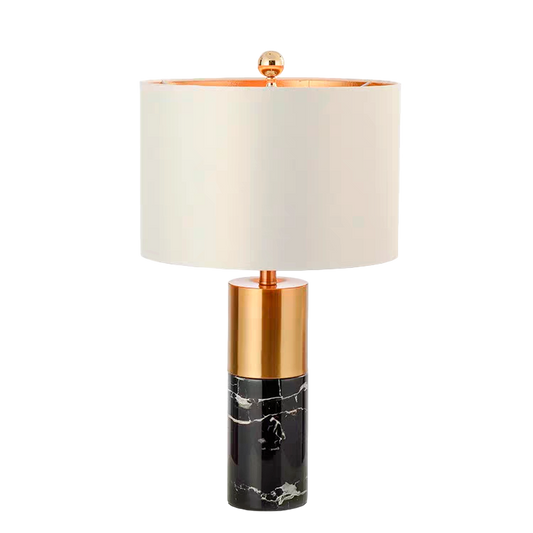 Cylindric Marble Lamp With Metal Support And Shade  38X72 Cm
