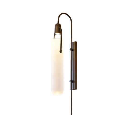 Glass Cylinder Wall Lamp With Stainless Steel Support  16X24X95 Cm