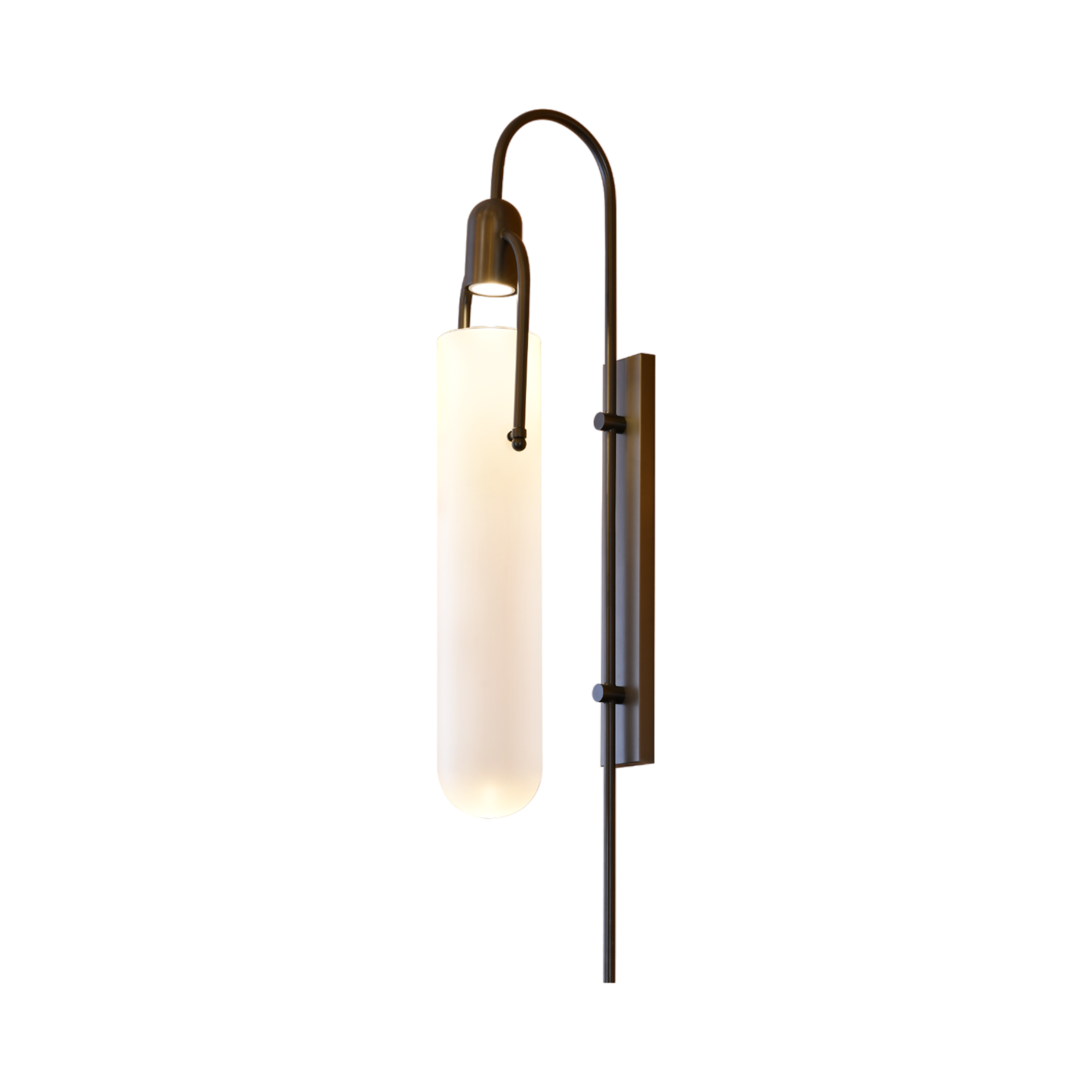 Glass Cylinder Wall Lamp With Stainless Steel Support  16X24X95 Cm
