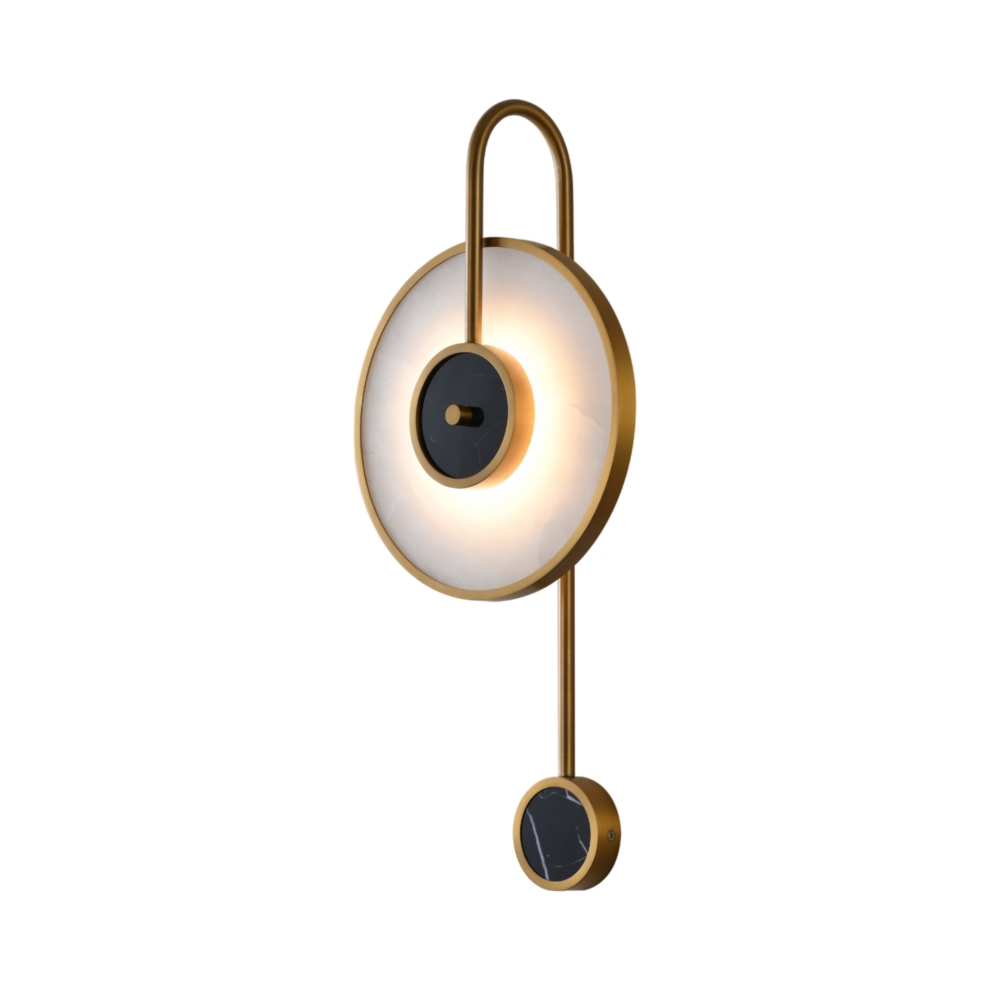 Circular Marble Lamp With Stainless Steel Support  25X13X55 Cm