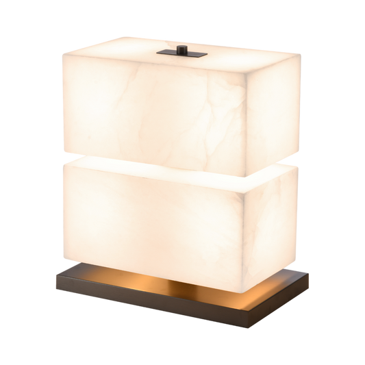 Prism Alabaster Lamp With Stainless Steel Base And Support  32X19X35 Cm