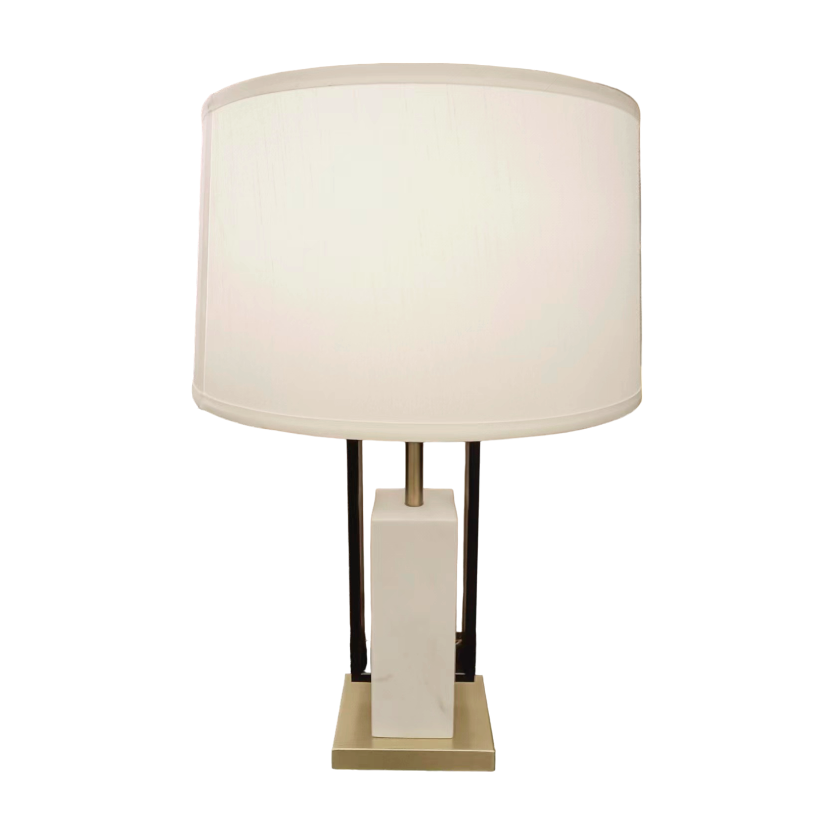 Prism Marble Lamp With Stainless Steel Base And Metal Support With Shade  35X55 Cm