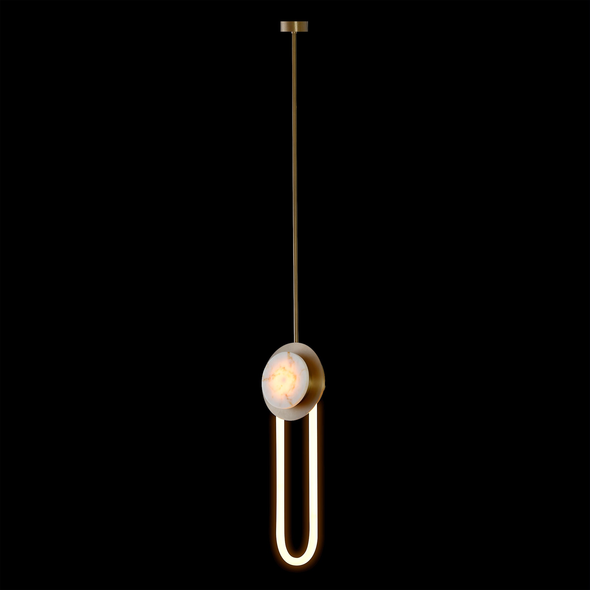 Alabaster Slice Hanging Lamp With Stainless Steel Support  25X18X247 Cm